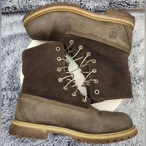 Timberland Jayne Waterproof Teddy Fleece Fold Down Nubuck Boots Women’s Size 8.5 - Picture 5 of 9